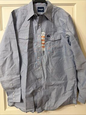 Wrangler Light Blue Long Sleeve Western Snap Shirt